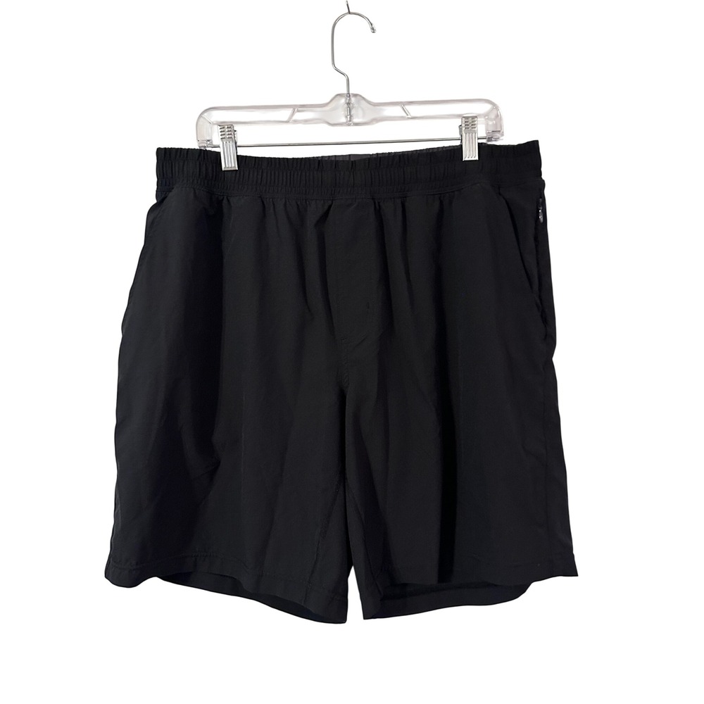 RHONE Black Performance Athletic Shorts Men's XL Elastic Waist Pockets Gym BB 8"